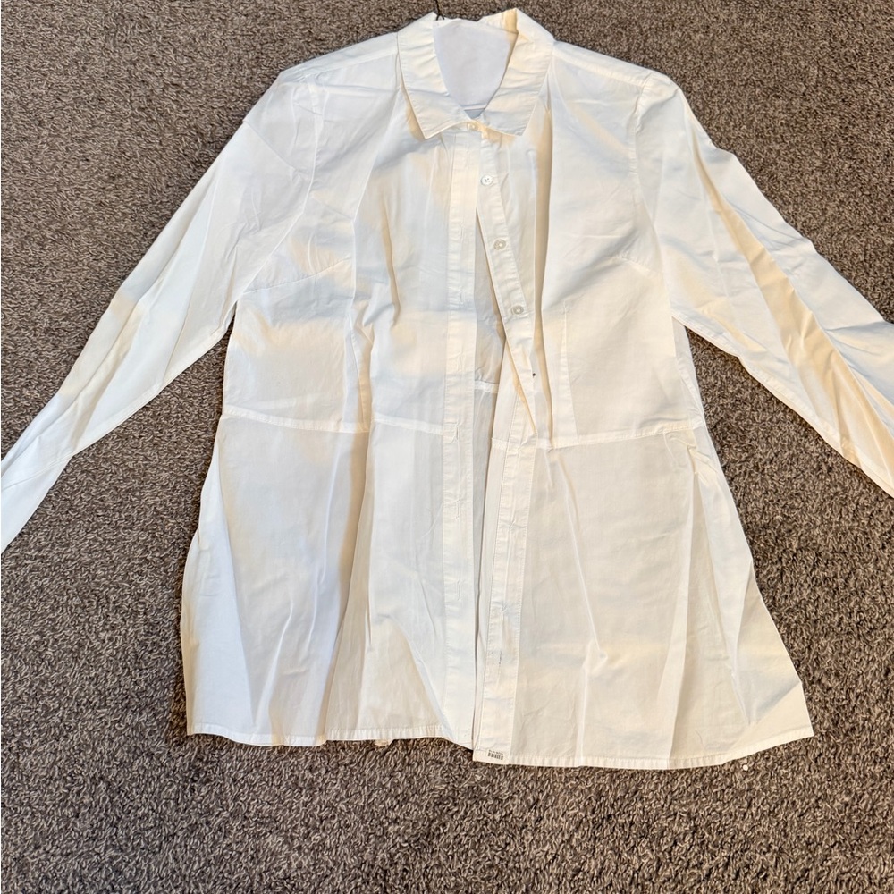 JJill Ladies White Button-Up Long Sleeve Shirt Sz Large